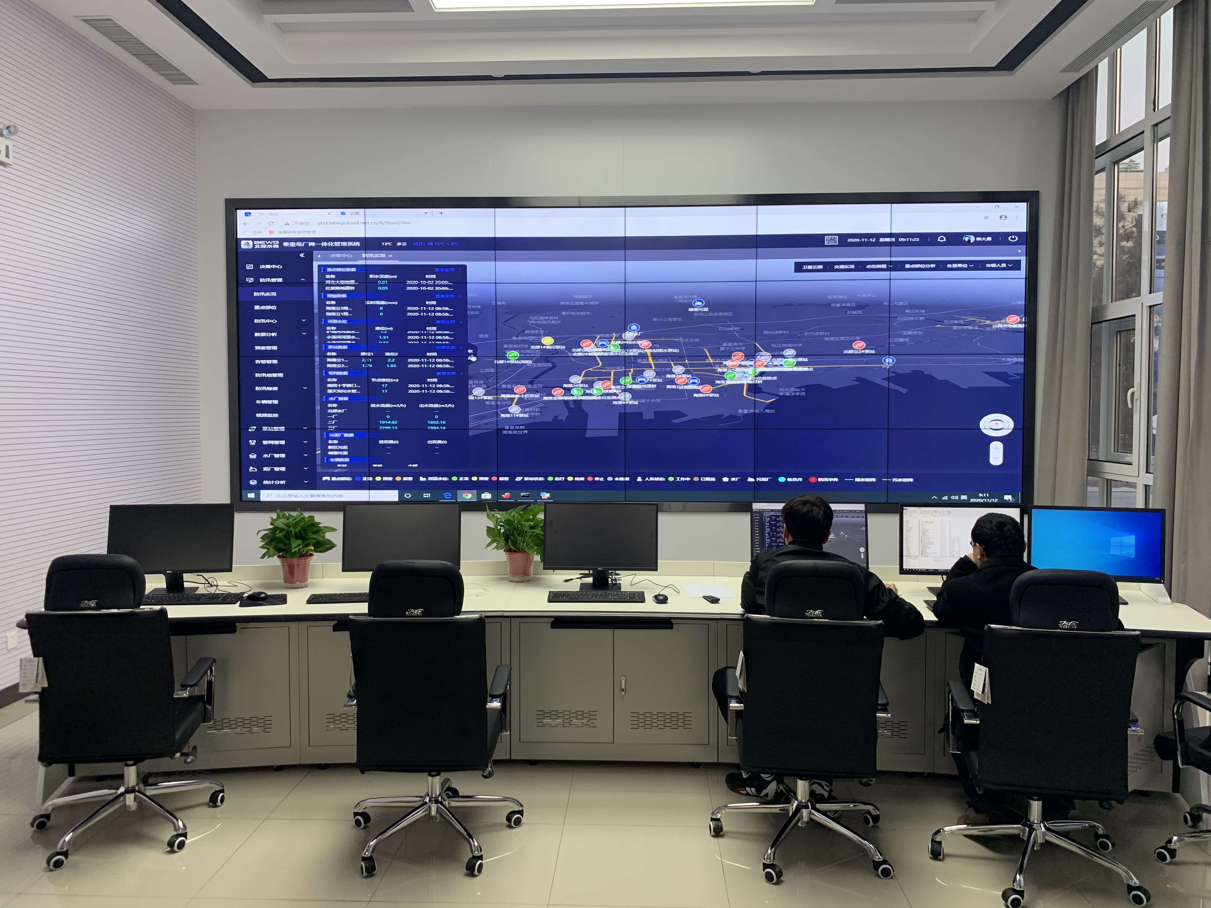 智慧水务水厂中控室监控系统实拍图